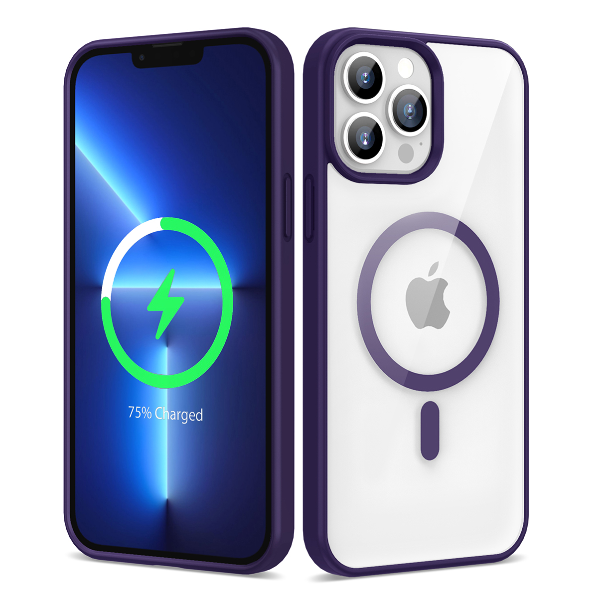 KNY Apple phone 13 Pro Klf Silikon Kenarl Renkli Magsafeli Sert Ege Kapak