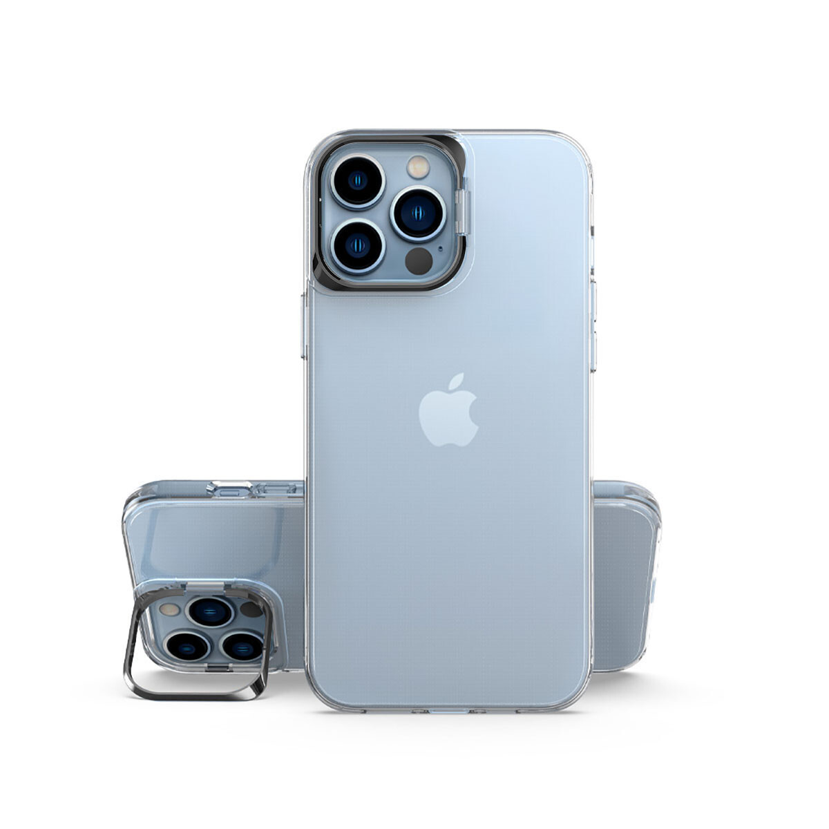 KNY Apple İphone 13 Pro Max Kılıf Renkli Kamera Standlı Şeffaf Skuba Kapak