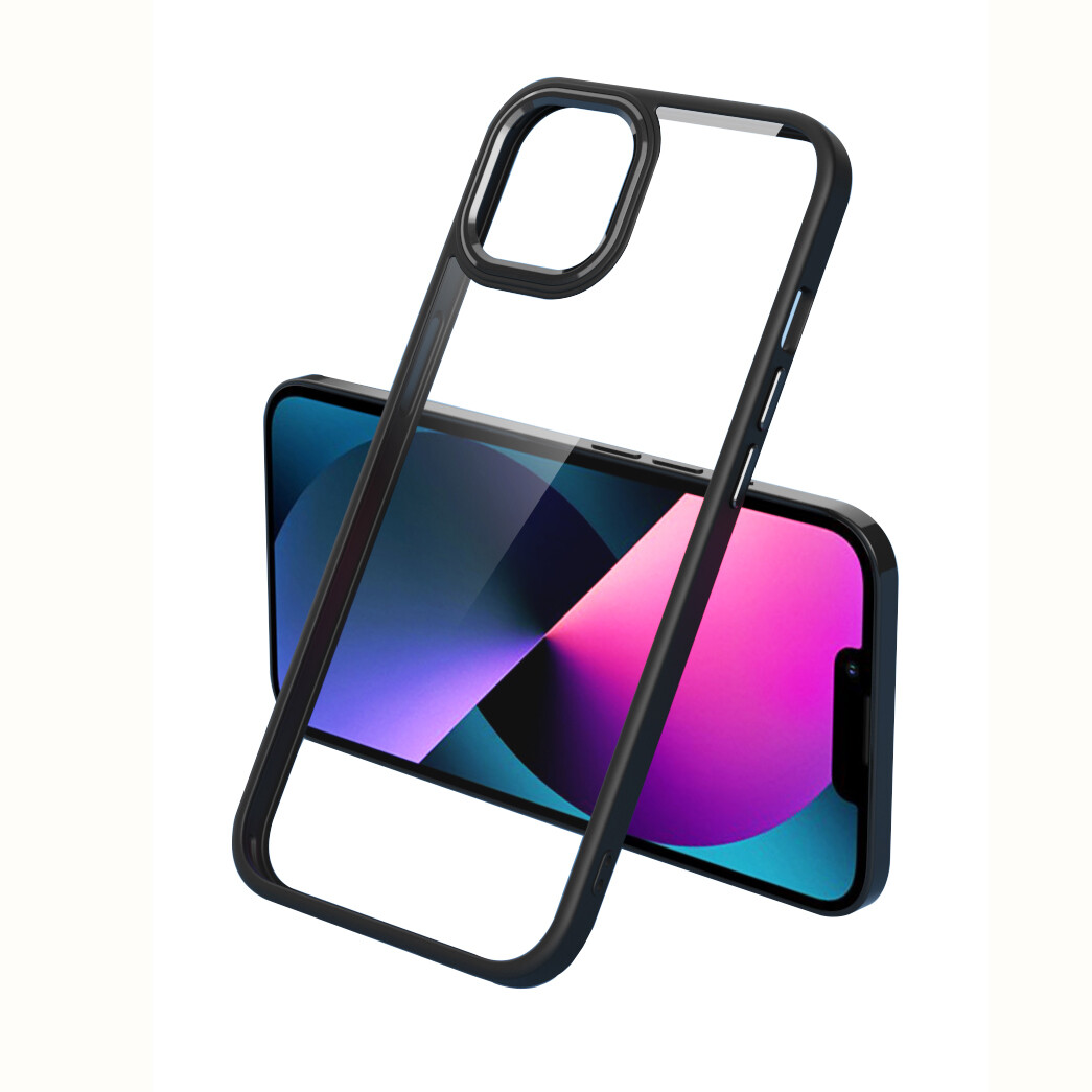 KNY Apple phone 13 Pro Max Klf Renkli Silikon Kenarl effaf Krom Kapak