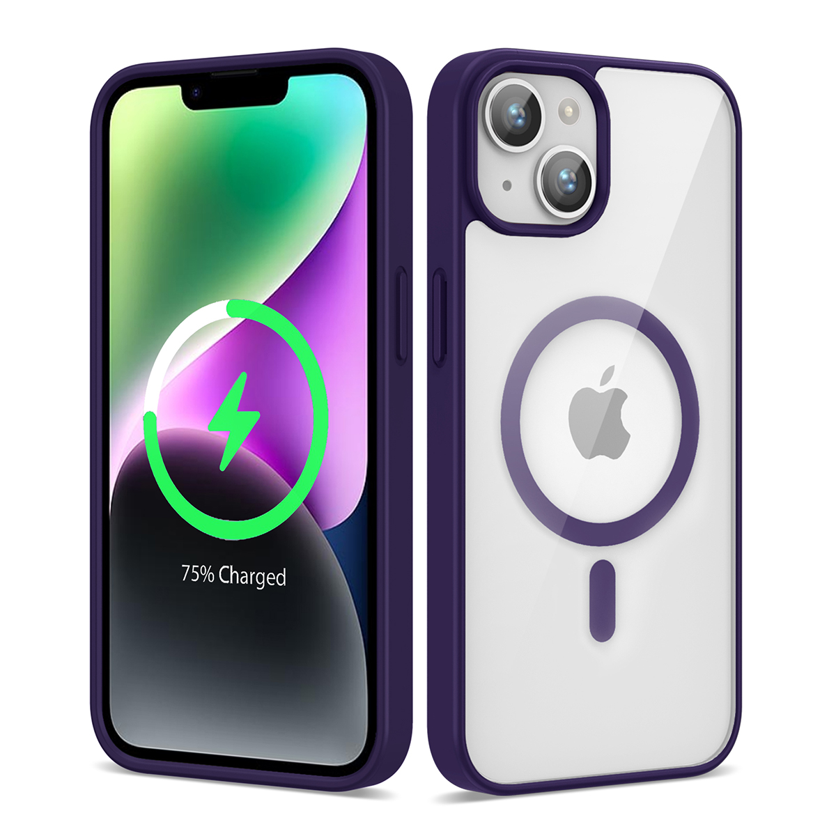 KNY Apple phone 14 Klf Silikon Kenarl Renkli Magsafeli Sert Ege Kapak