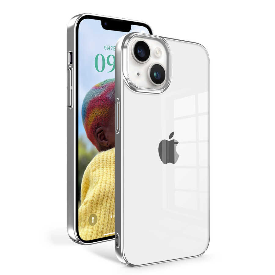 KNY Apple phone 14 Plus Klf Renkli Kenarl Sert Sun Kapak