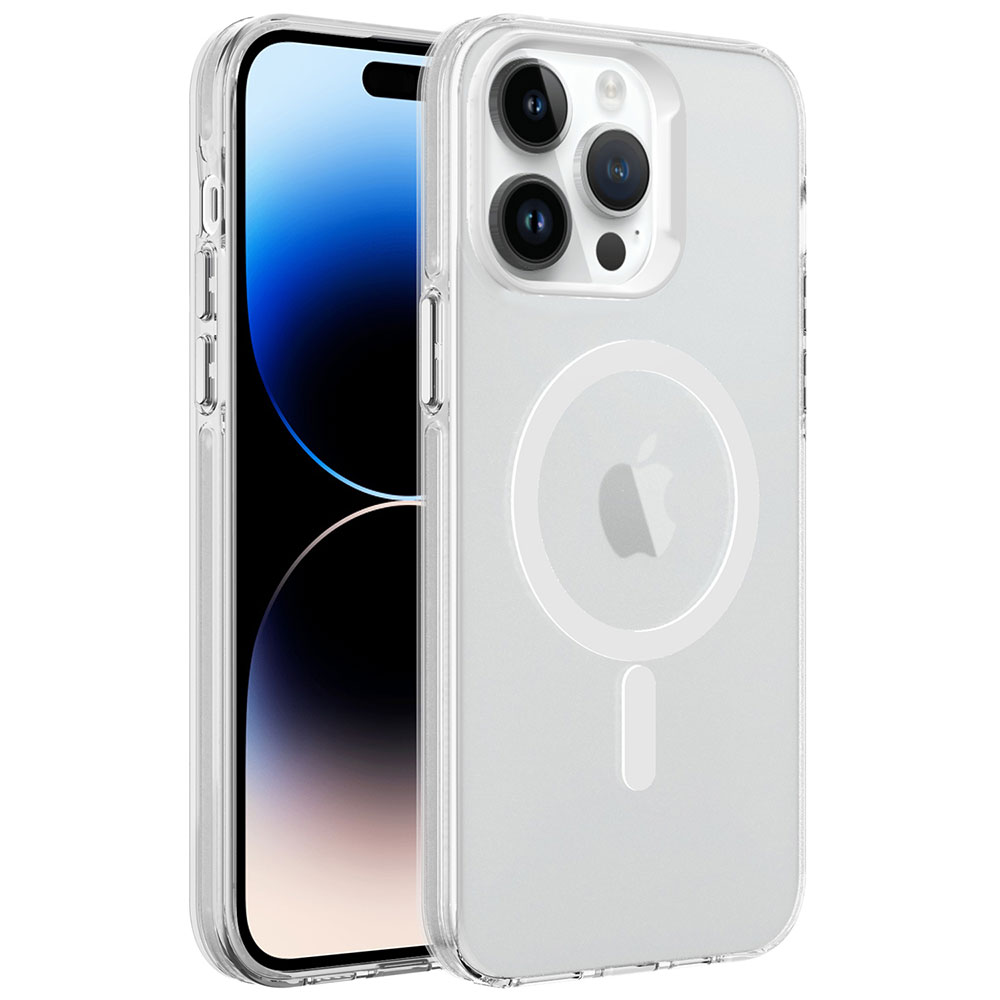KNY Apple phone 14 Pro Klf Renkli Buzlu Magsafeli Metal Tulu C-Pro Sert Kapak