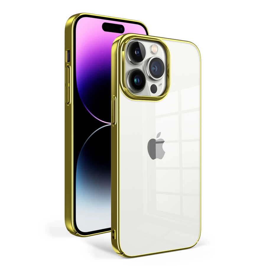 KNY Apple phone 14 Pro Klf Renkli Kenarl Sert Sun Kapak
