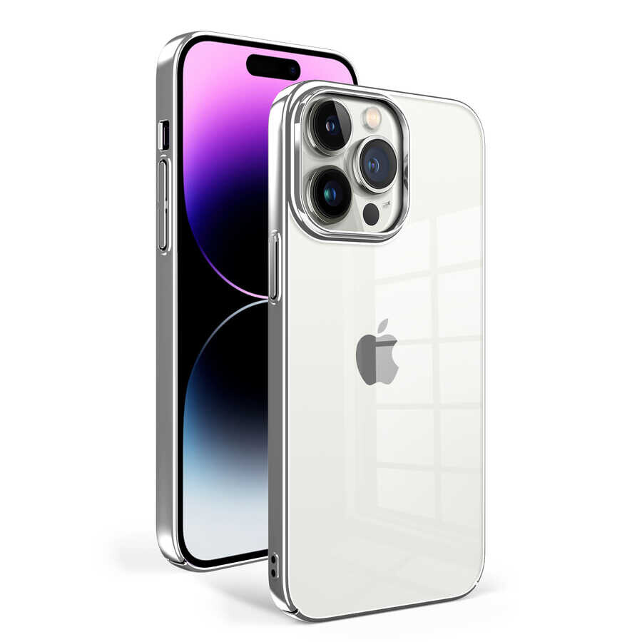 KNY Apple phone 14 Pro Klf Renkli Kenarl Sert Sun Kapak
