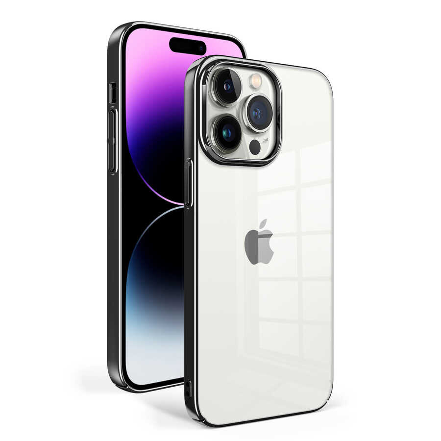 KNY Apple phone 14 Pro Max Klf Renkli Kenarl Sert Sun Kapak