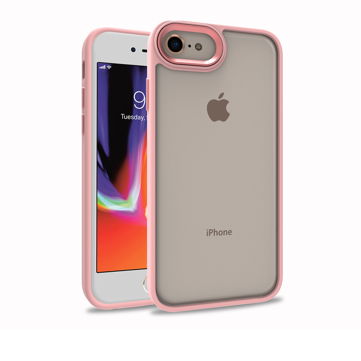 KNY Apple İphone 7 Kılıf Silikon Kenarlı Renkli Flora Kapak