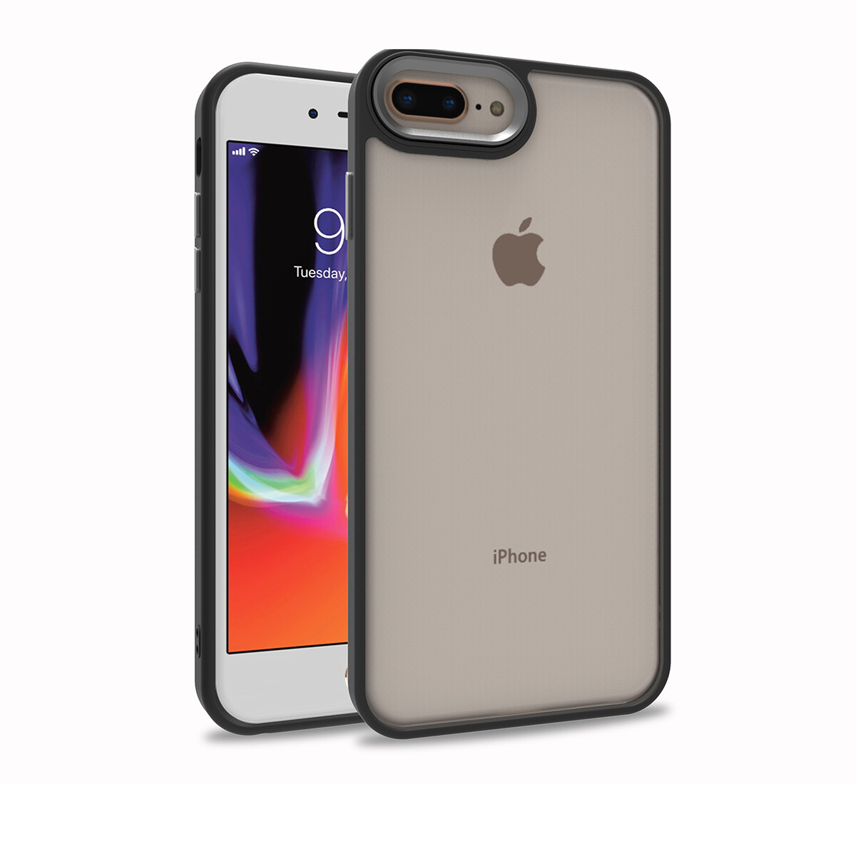 KNY Apple phone 7 Plus Klf Silikon Kenarl Renkli Flora Kapak