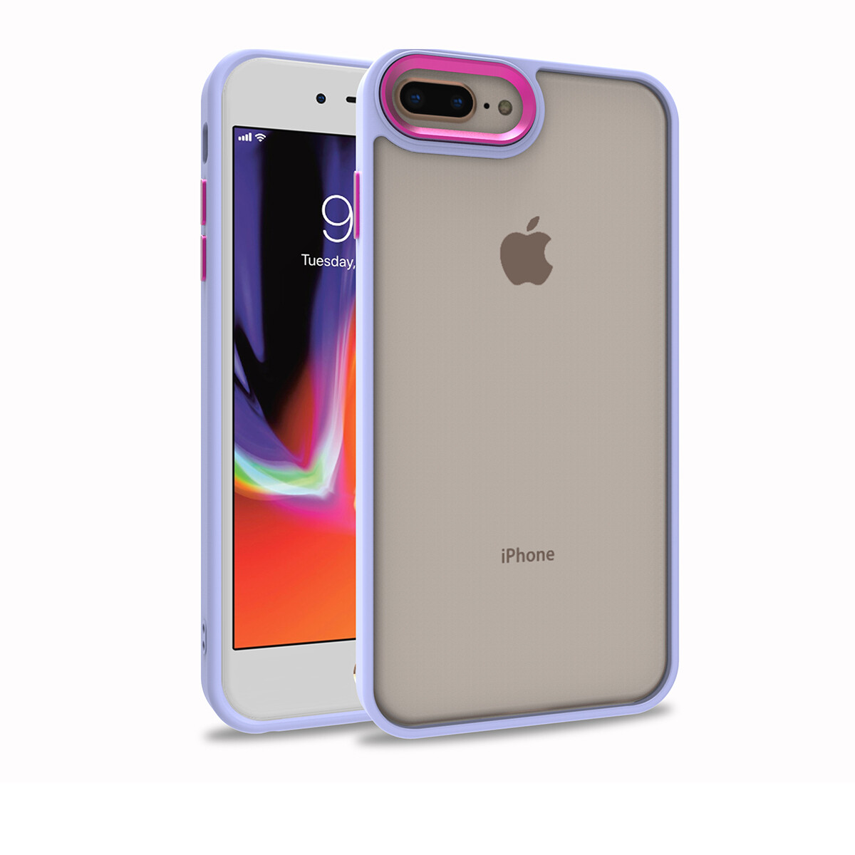 KNY Apple phone 7 Plus Klf Silikon Kenarl Renkli Flora Kapak
