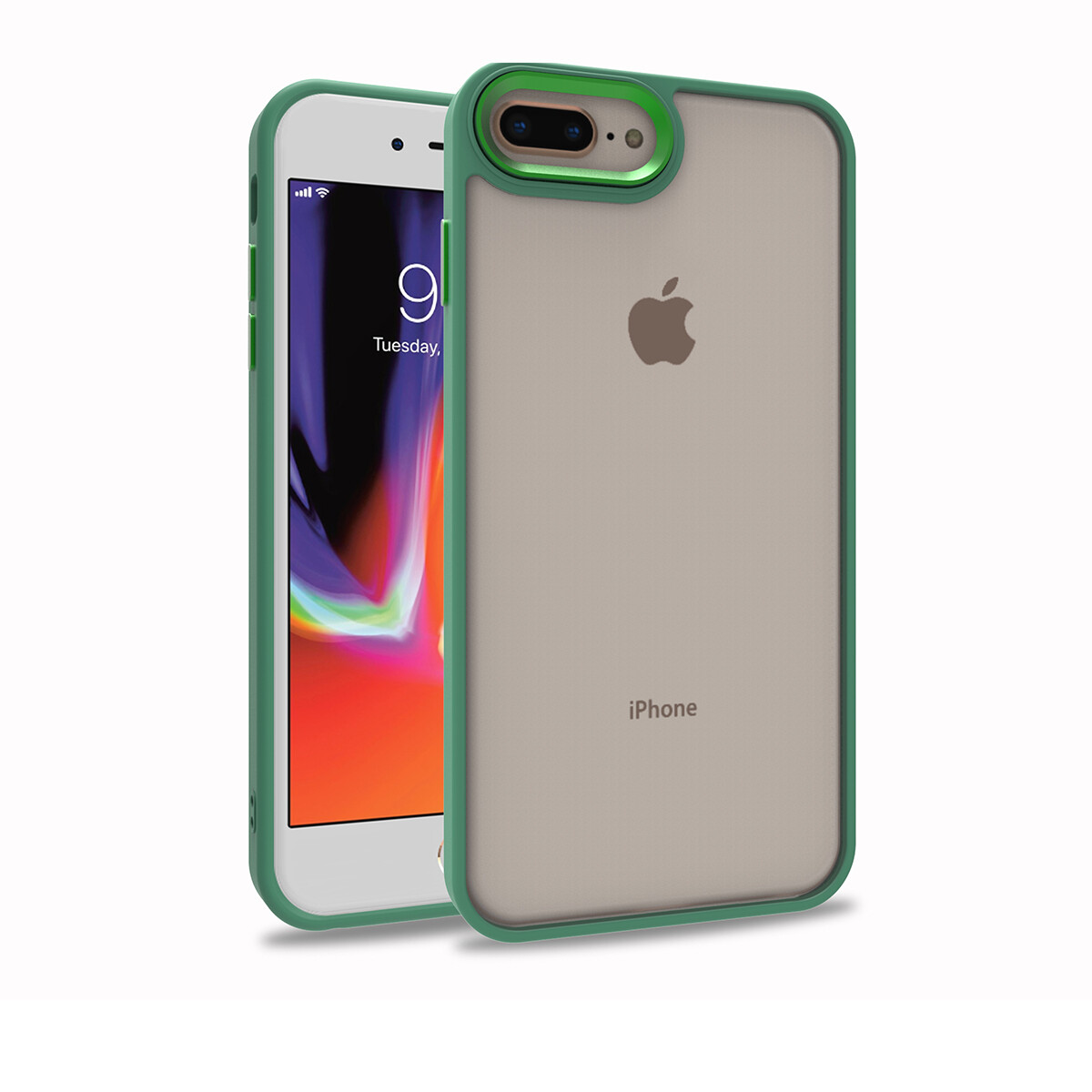 KNY Apple İphone 8 Plus Kılıf Silikon Kenarlı Renkli Flora Kapak