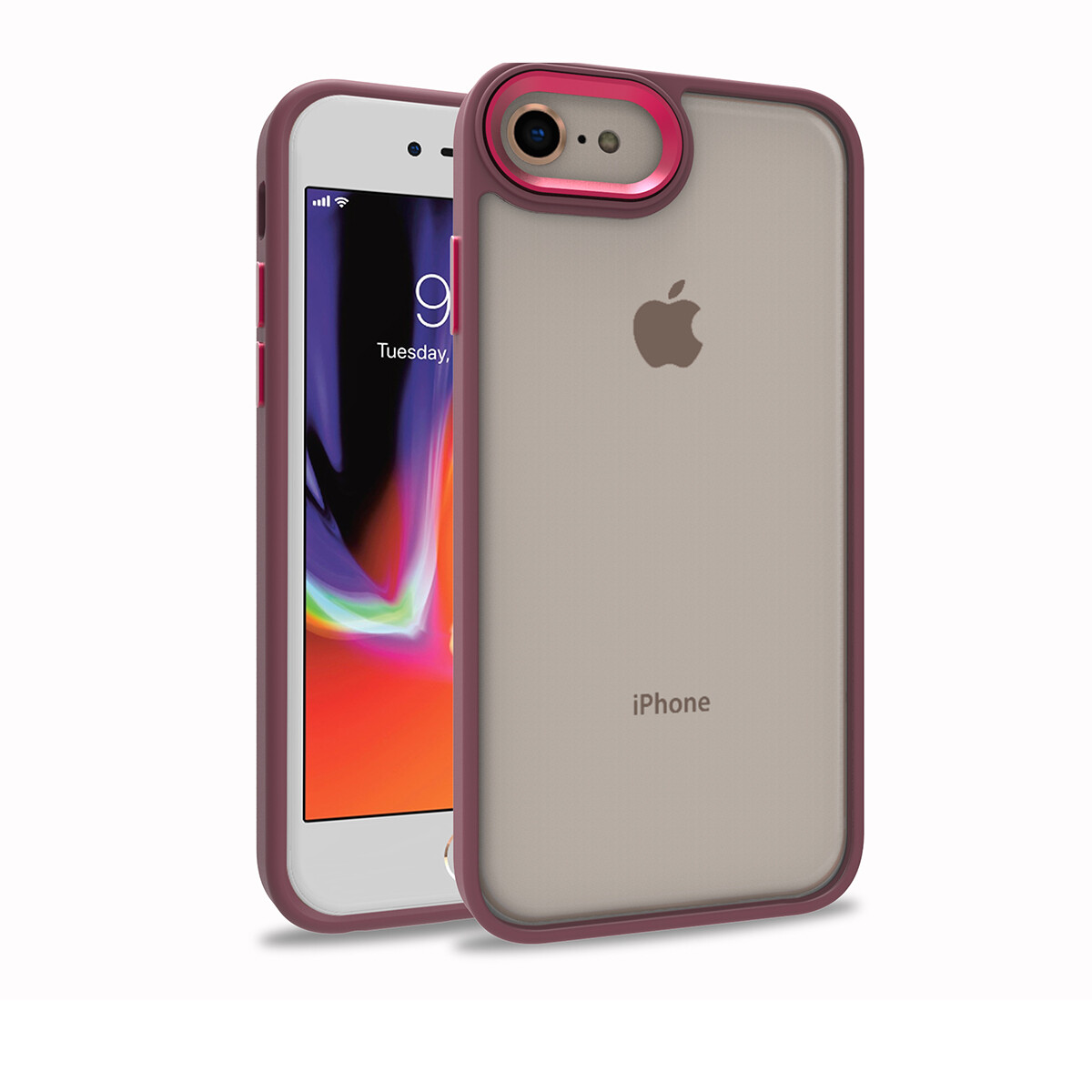 KNY Apple İphone SE Kılıf Silikon Kenarlı Renkli Flora Kapak