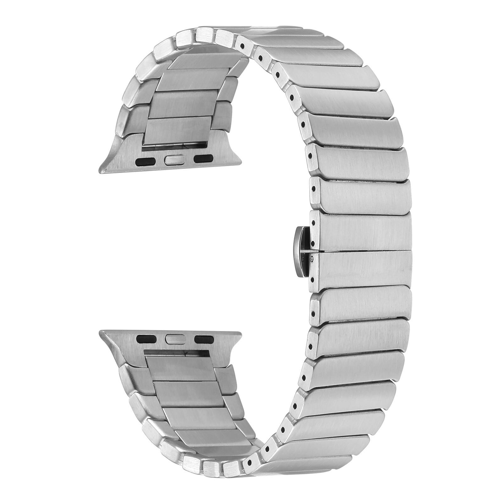 KNY Apple Watch 40 MM İçin Düz Bakla Desenli Metal KRD-79 Kordon-Kayış