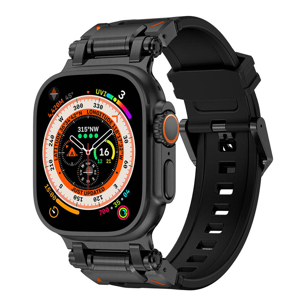 KNY Apple Watch 42 MM iin Metal balant Aparatl Nokta Desenli Silikon KRD-101 Kay-Kordon