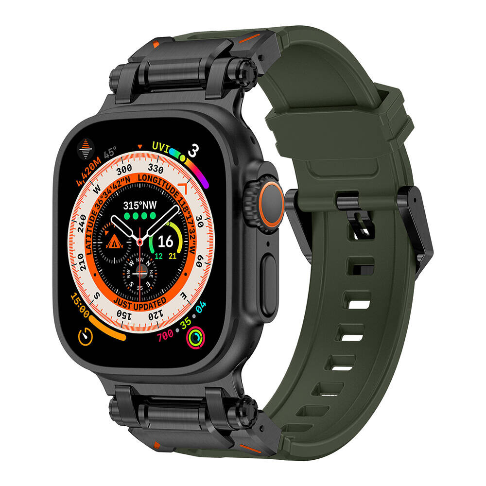 KNY Apple Watch 42 MM iin Metal balant Aparatl Nokta Desenli Silikon KRD-101 Kay-Kordon