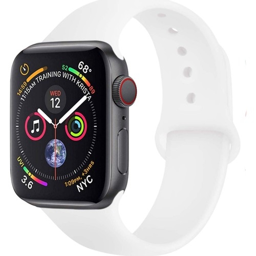KNY Apple Watch 44 MM in Klasik Renkli Silikon Kordon-Kay