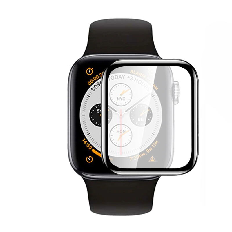 KNY Apple Watch 7 41 mm İçin Esnek Full Kaplayan Mat PPM Ekran Koruyucu Siyah
