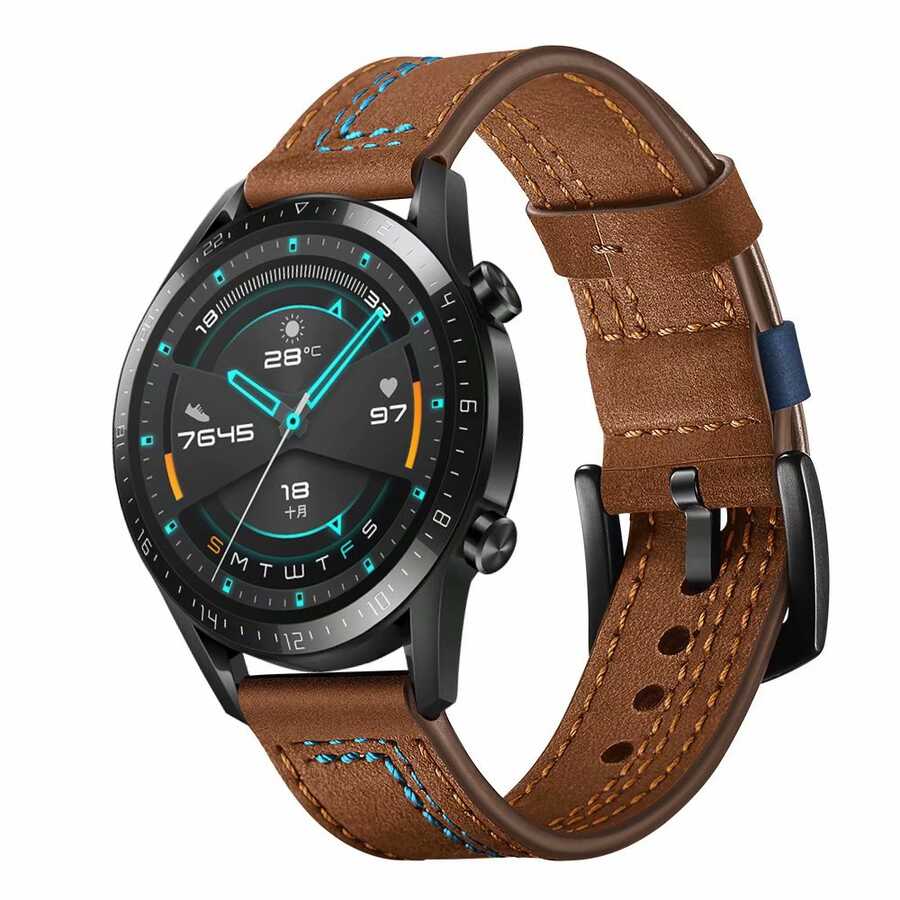 KNY Asus Vivo Watch SP HC-A05 in 22 MM Renkli Dikili Ayarlanabilir Suni Deri Kay-Kordon KRD-19