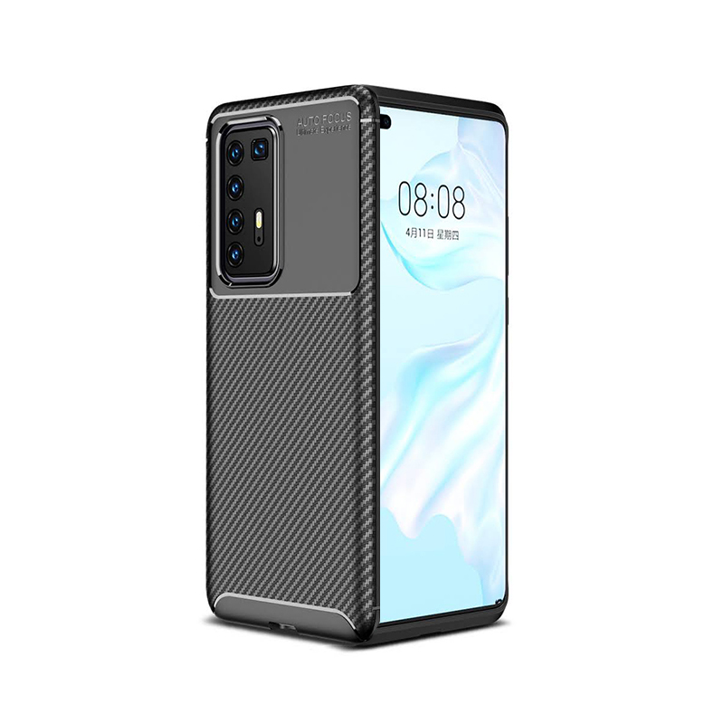 KNY Huawei P40 Pro Kılıf Karbon Desenli Lux Negro Silikon