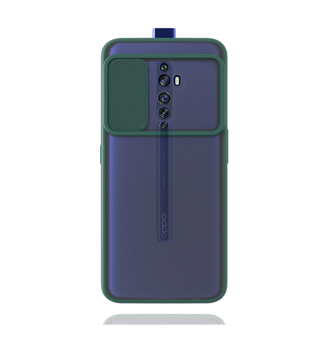 KNY OPPO Reno 2Z Kılıf Renkli Silikon Kenarlı Sürgülü Buzlu Lensi Kapak