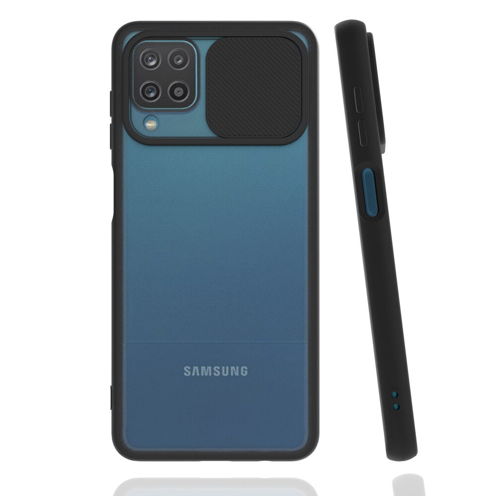 KNY Samsung Galaxy A12 Klf Silikon Kenarl Kamera Korumal Srgl Lensi Kapak