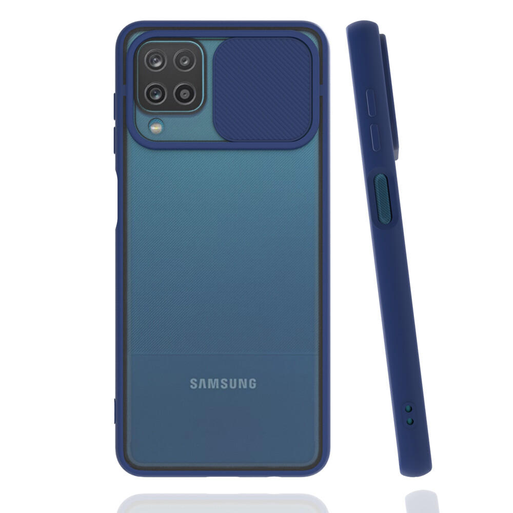 KNY Samsung Galaxy A12 Klf Silikon Kenarl Kamera Korumal Srgl Lensi Kapak