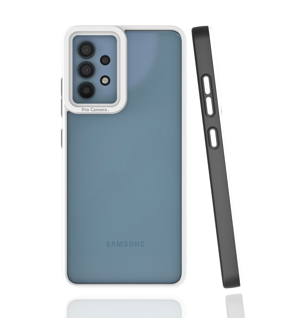 KNY Samsung Galaxy A32 4G Klf Renkli Silikon Kenarl Kamera Korumal effaf Mima Kapak