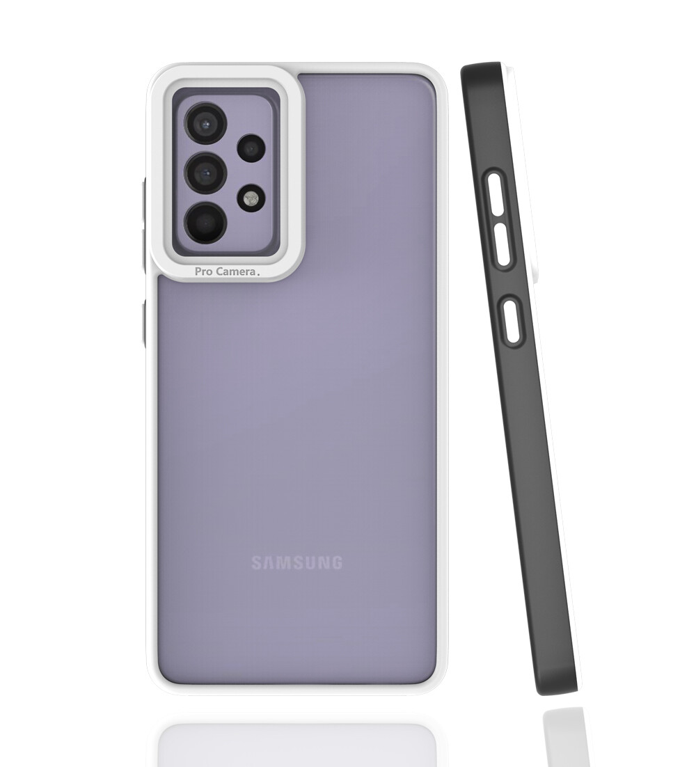 KNY Samsung Galaxy A52 Klf Renkli Silikon Kenarl Kamera Korumal effaf Mima Kapak
