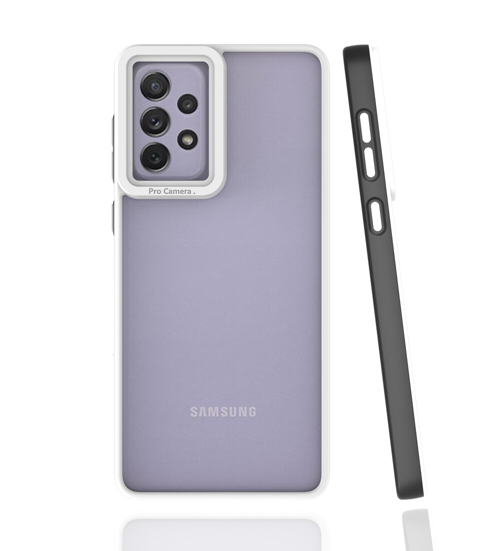 KNY Samsung Galaxy A73 Klf Renkli Silikon Kenarl Kamera Korumal effaf Mima Kapak