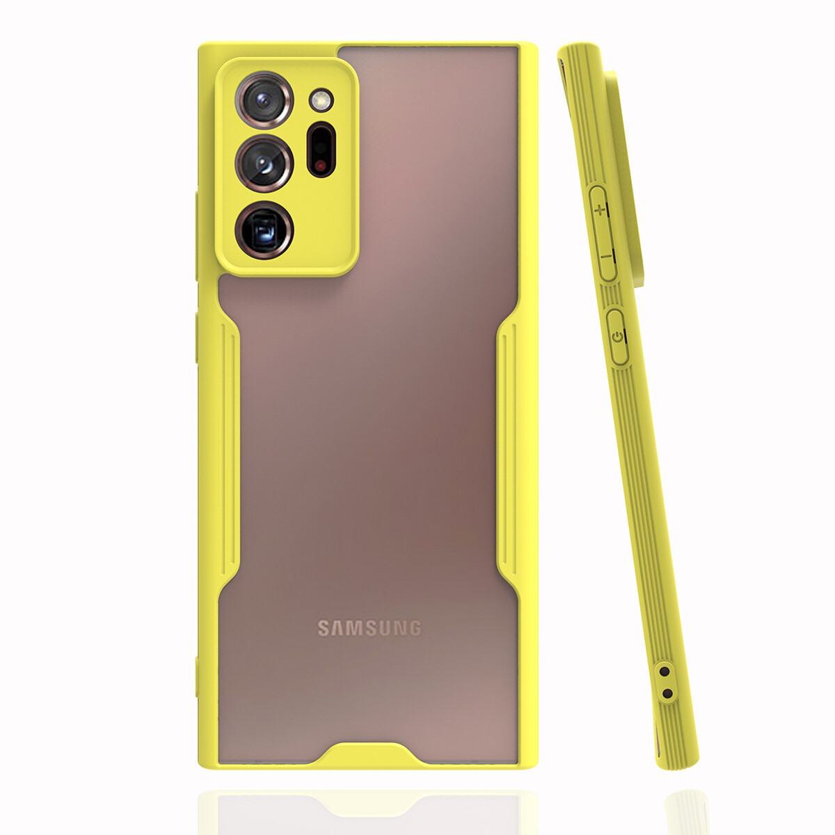 KNY Samsung Galaxy Note 20 Ultra Kılıf Silikon Kenarlı Buzlu Sert Parfe Kapak