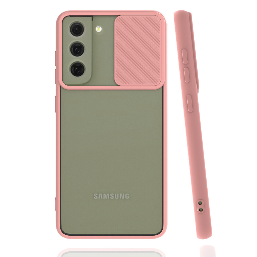 KNY Samsung Galaxy S22 Kılıf Renkli Kenarlı Kamera Korumalı Sürgülü Lensi Kapak