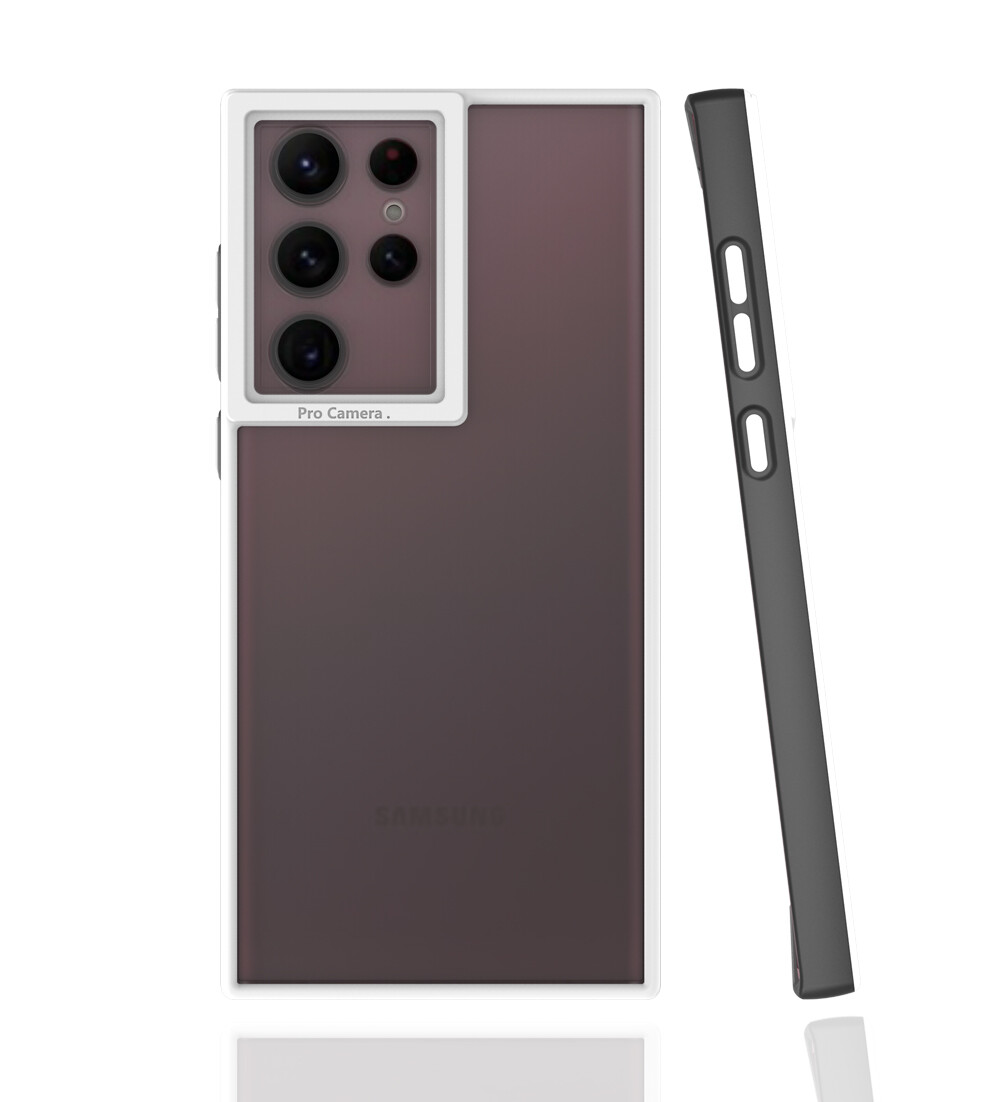 KNY Samsung Galaxy S22 Ultra Klf Renkli Silikon Kenarl Kamera Korumal effaf Mima Kapak