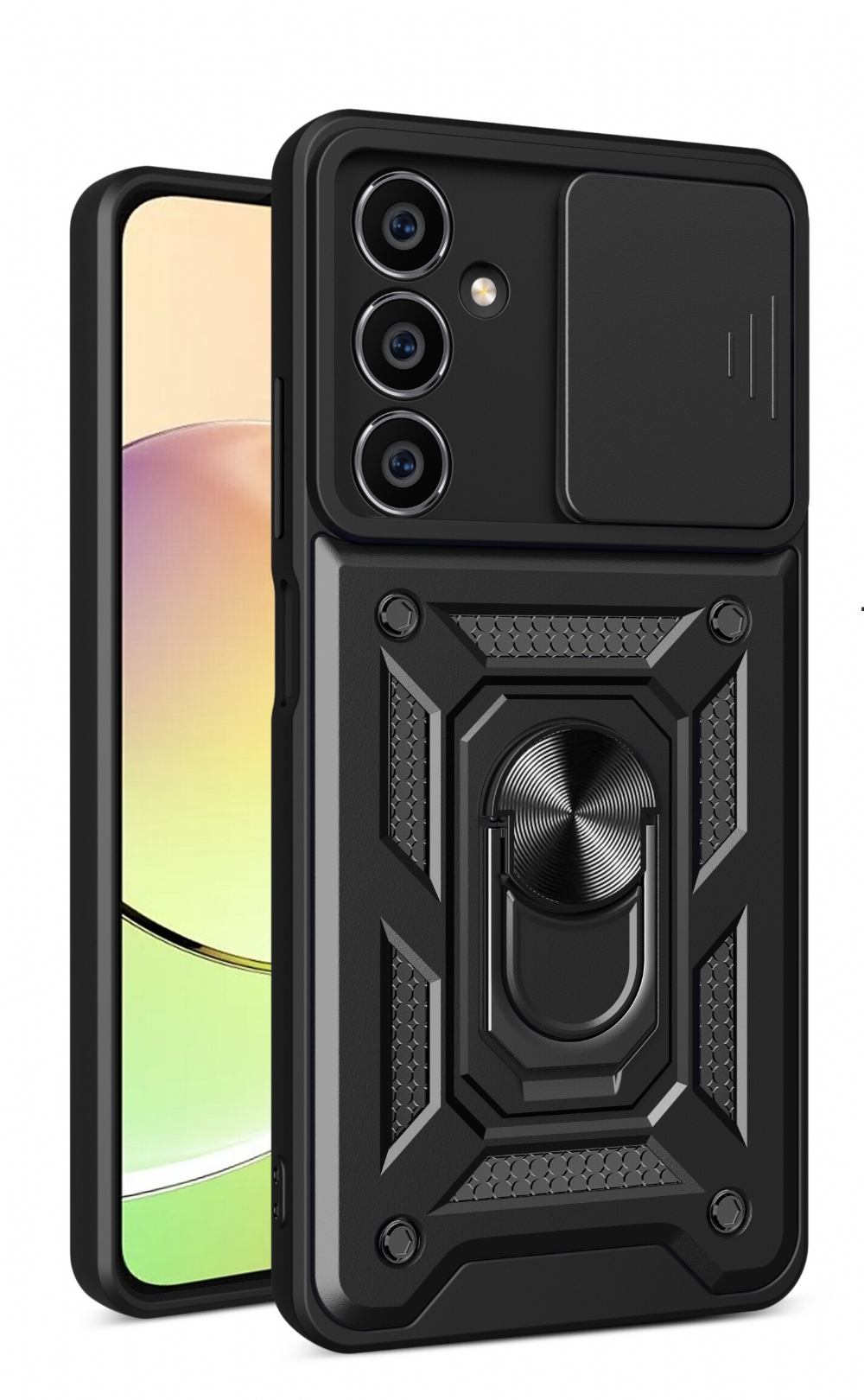 KNY Samsung Galaxy S23 FE Kılıf Ultra Korumalı Yüzüklü Manyetik Sürgülü Vega Kapak
