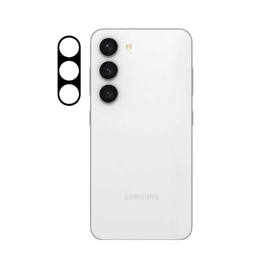 KNY Samsung Galaxy S23 in 3D Kamera Lens Koruyucu Siyah