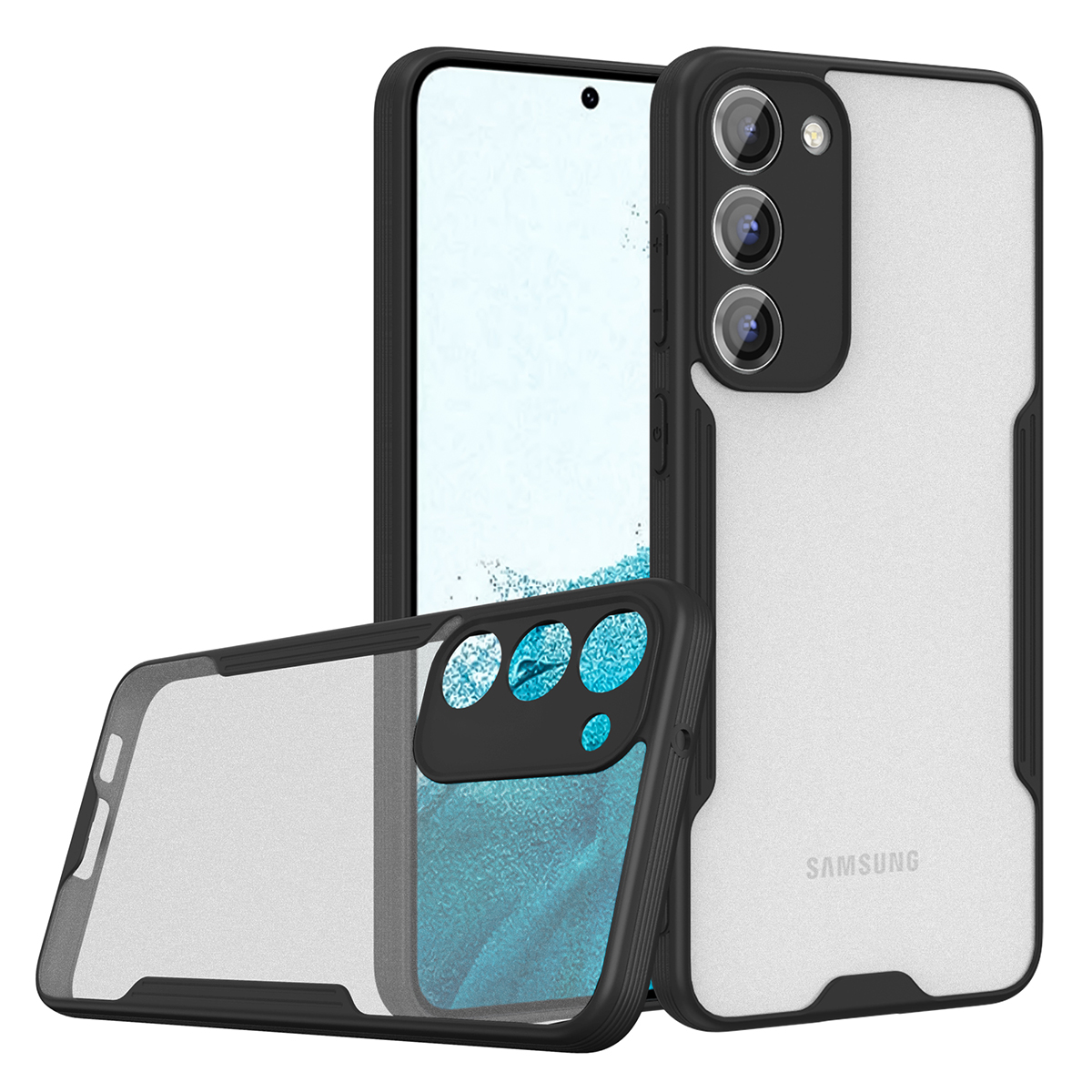 KNY Samsung Galaxy S23 Kılıf Renkli Silikon Kenarlı Buzlu Parfe Kapak
