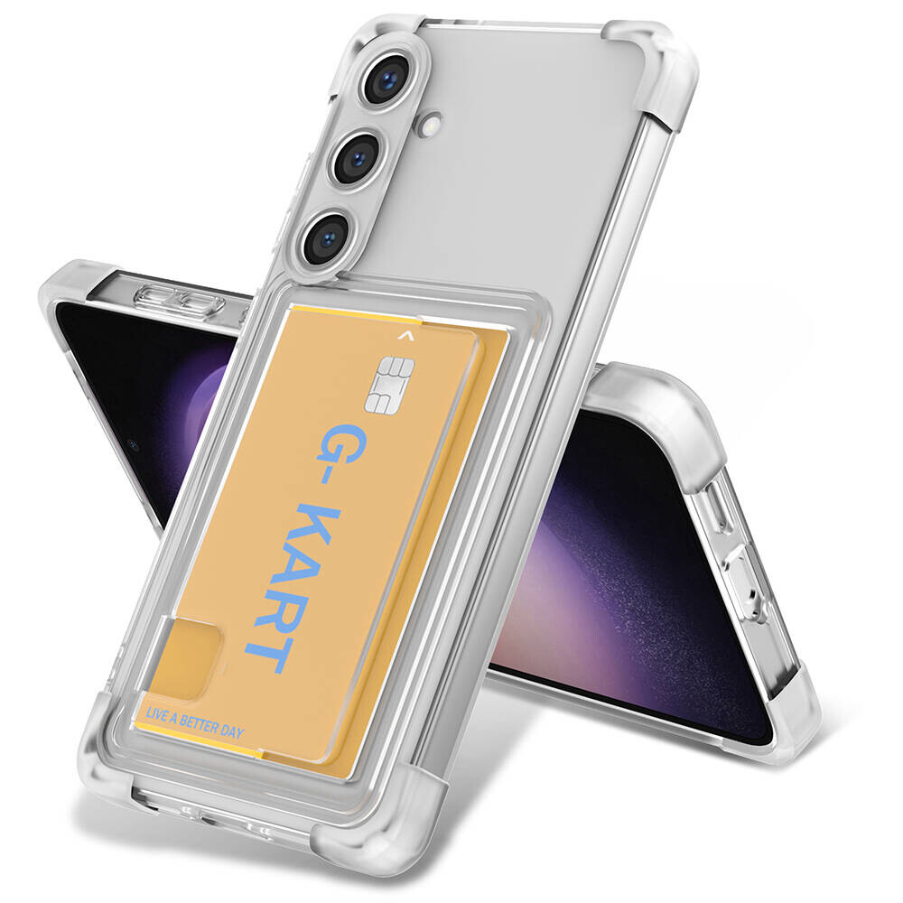 KNY Samsung Galaxy S24 Kılıf Ultra Korumalı Kamera Korumalı Kart Koymalı Şeffaf G-Kart Silikon