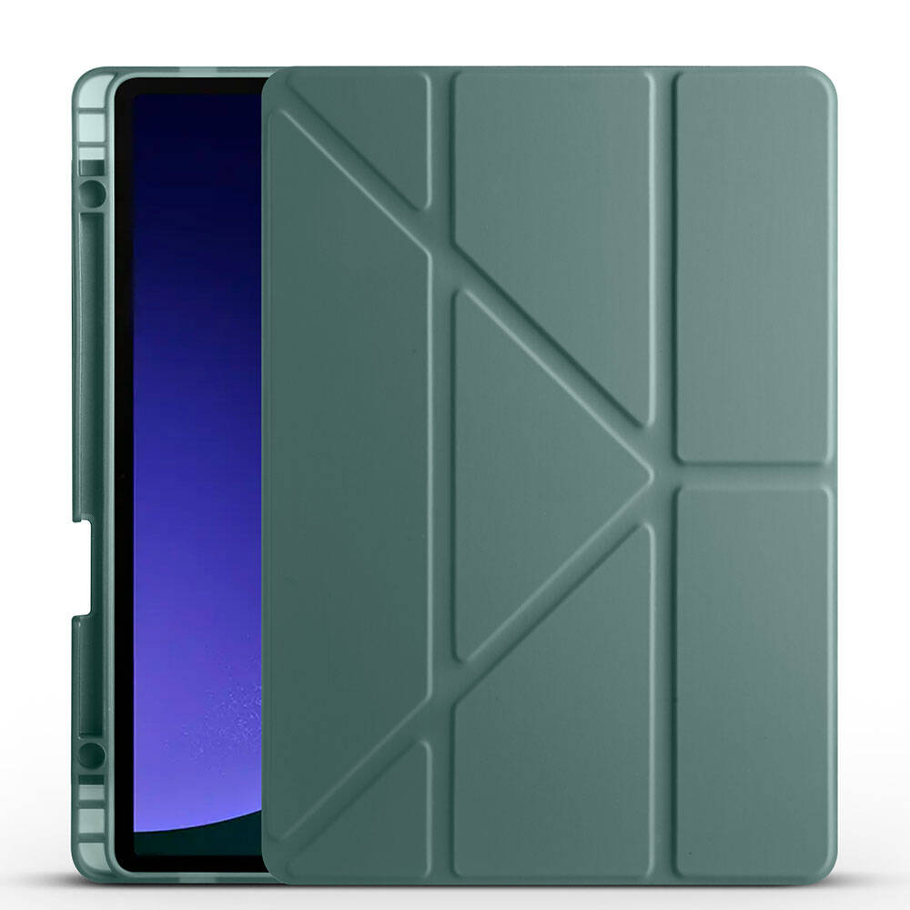 KNY Samsung Galaxy Tab S9 FE Plus SM-X610 Klf Kalem Koymal Arkas Silikon Standl TriFolding Klf
