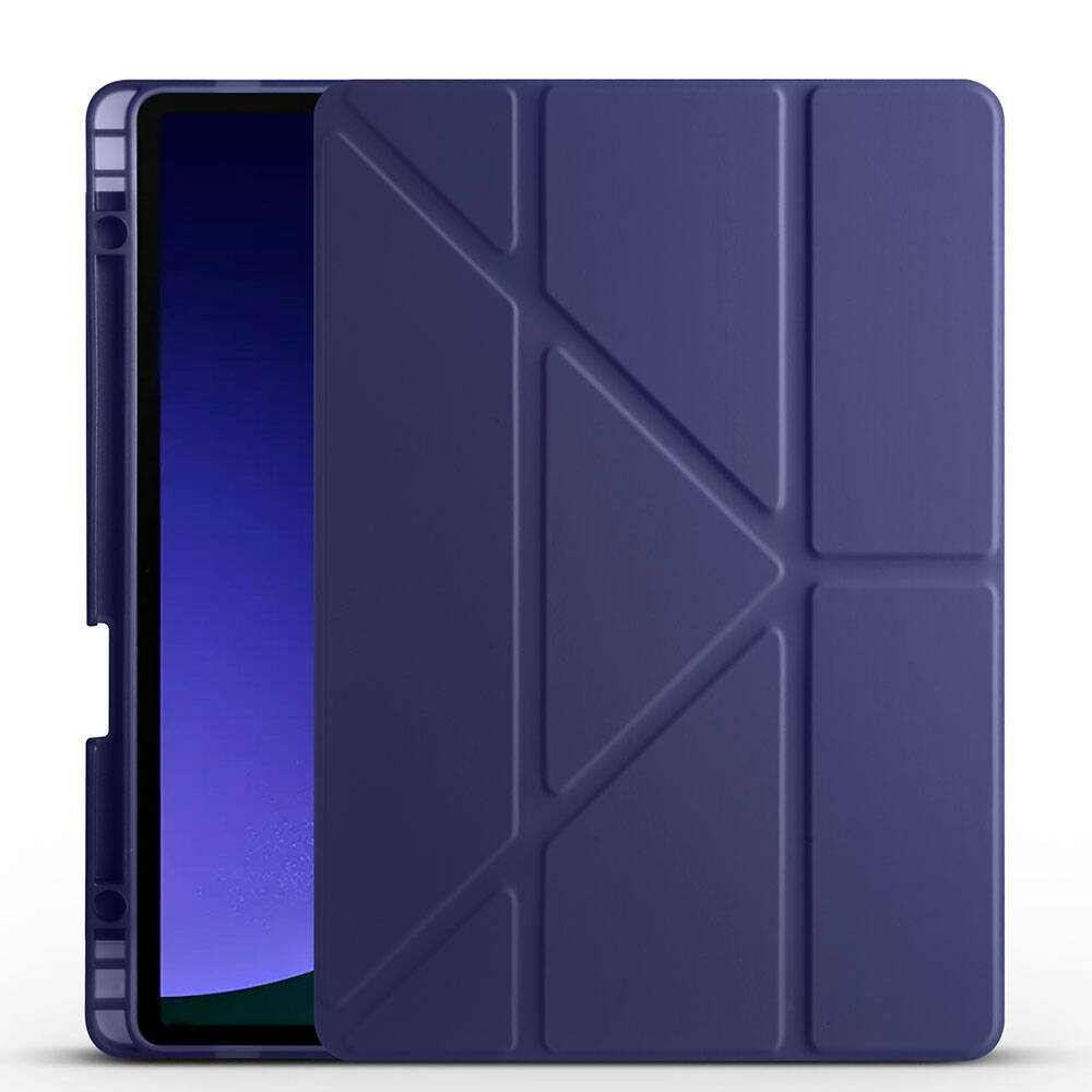 KNY Samsung Galaxy Tab S9 SM-X710 Klf Kalem Koymal Arkas Silikon Standl TriFolding Klf