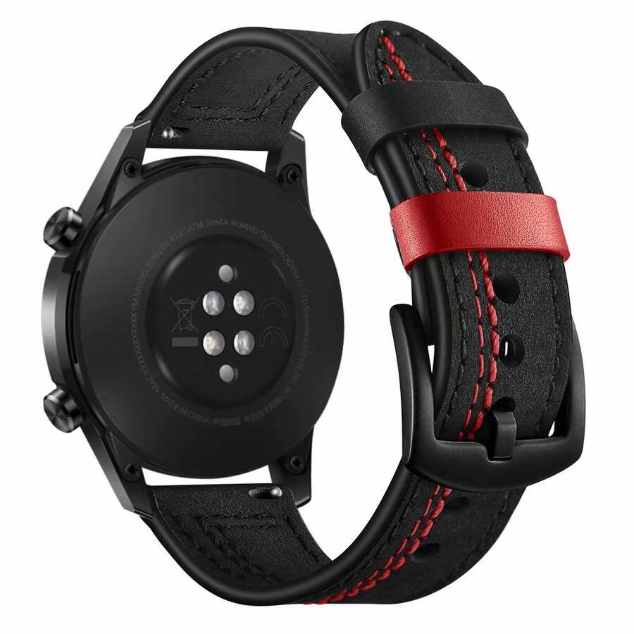 KNY Spovan Watch 4 Pro in 22 MM Renkli Dikili Ayarlanabilir Suni Deri Kay-Kordon KRD-19