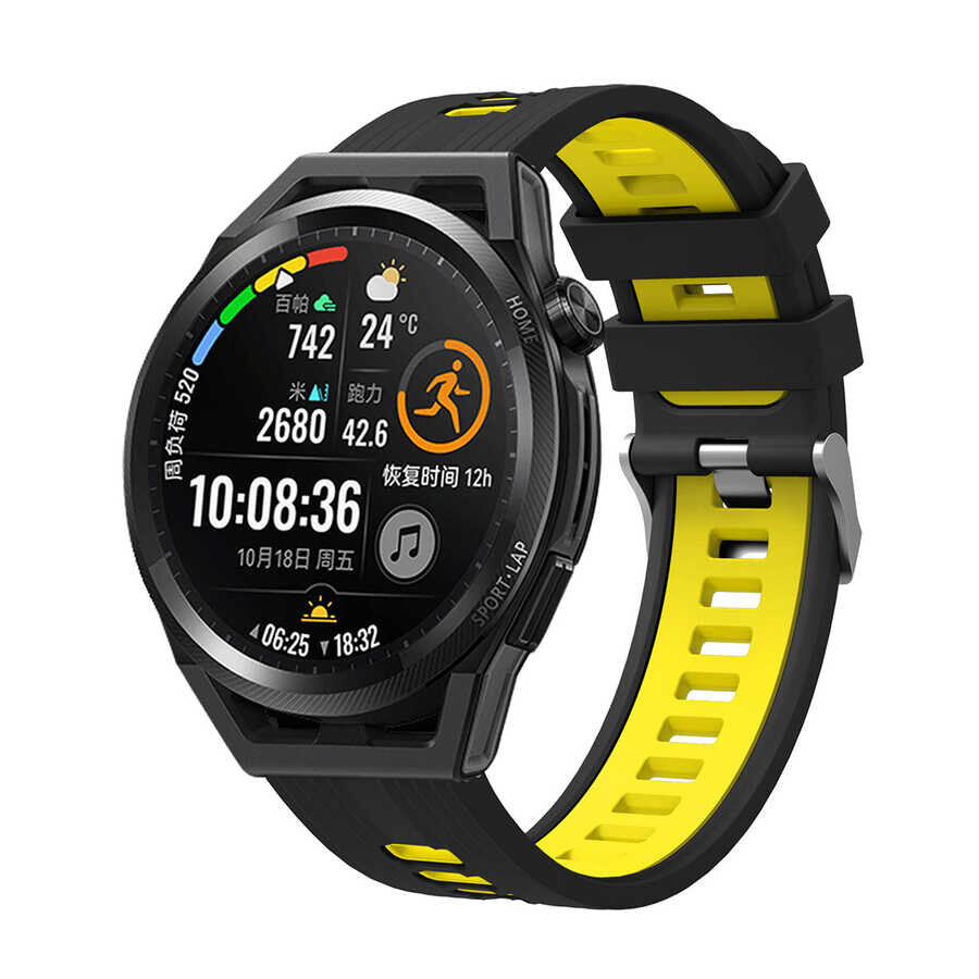 KNY Tecno Watch 2 20 MM in ift Katmanl 2 Renkli Ayarlanabilir Silikon Kay-Kordon KRD-55