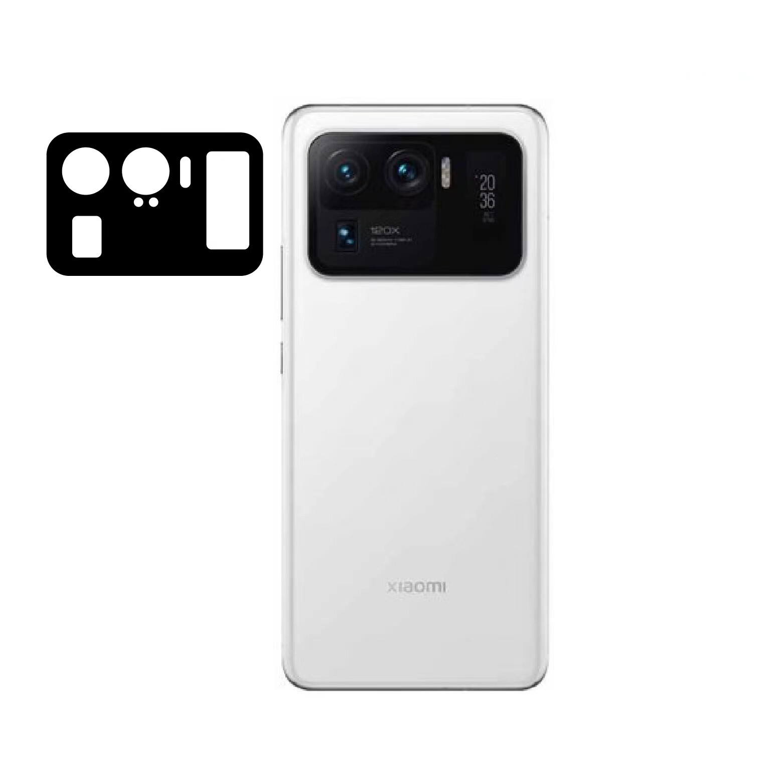 KNY Xiaomi Mi 11 Ultra in 5D Full Kaplayan Kamera Koruyucu Cam Siyah