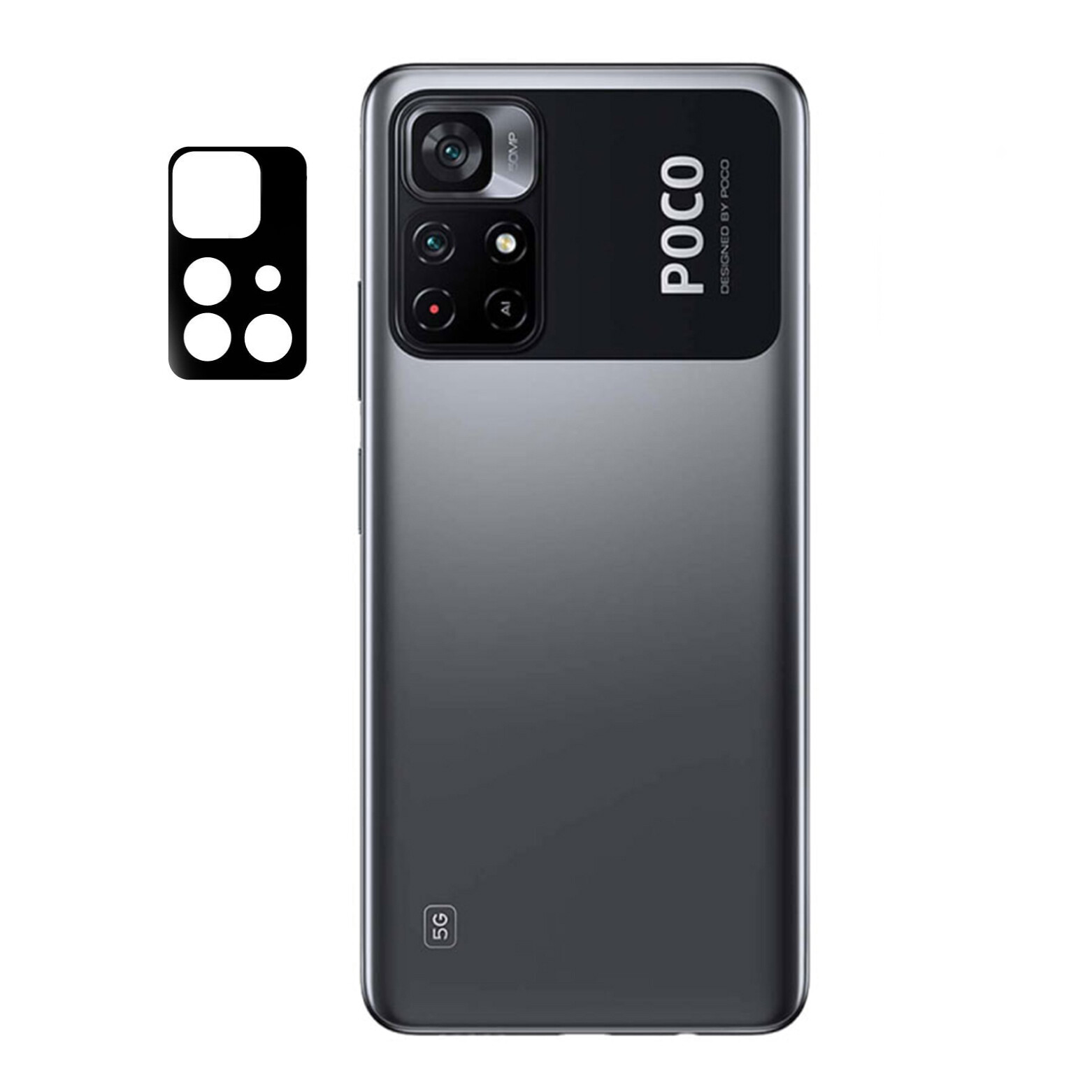 KNY Xiaomi Poco M4 Pro 5G İçin Kamera Koruyucu 3D Cam Koruma Siyah