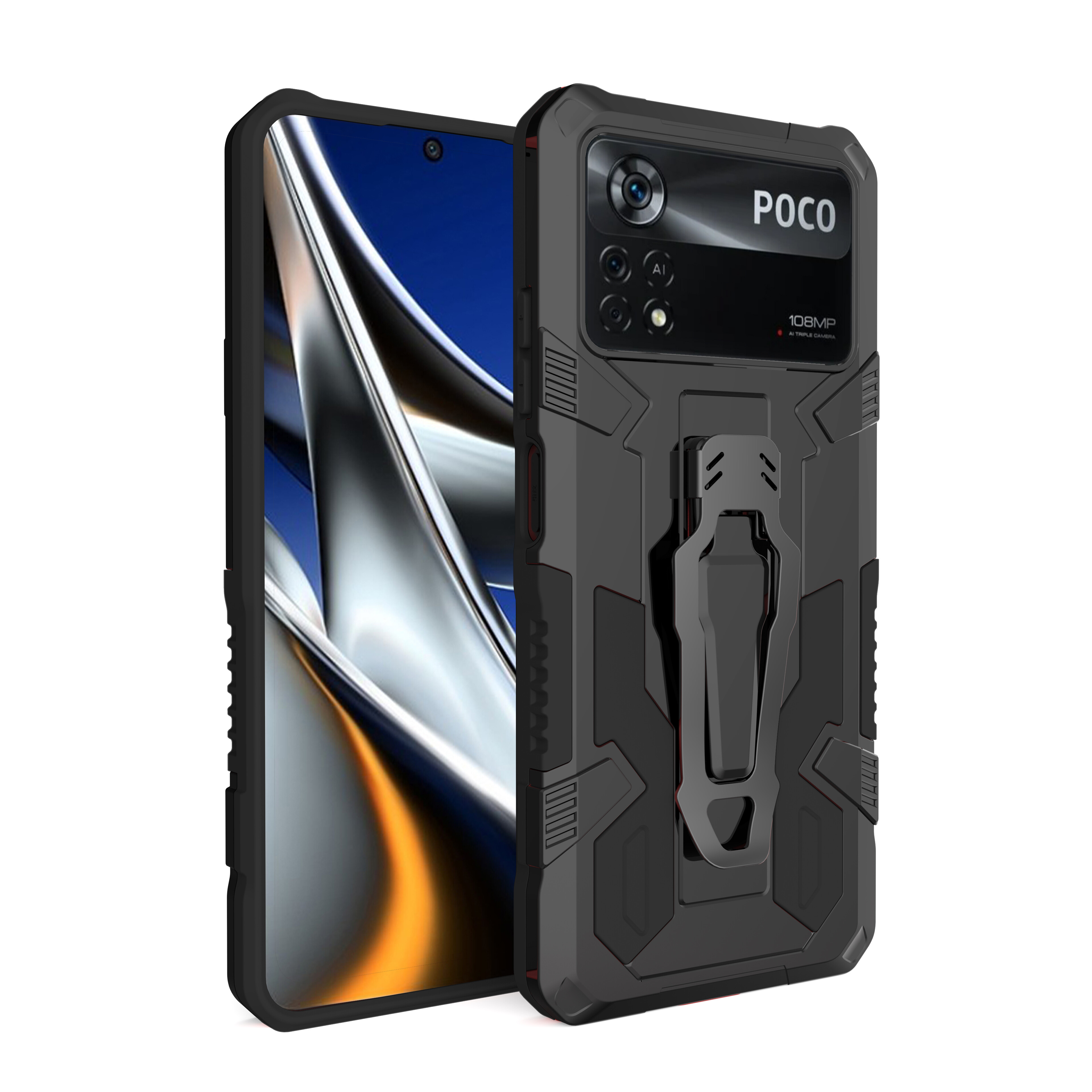 KNY Xiaomi Poco X4 Pro Kılıf Ultra Korumalı Manyetik Kemere Takmalı Standlı Klik Kapak