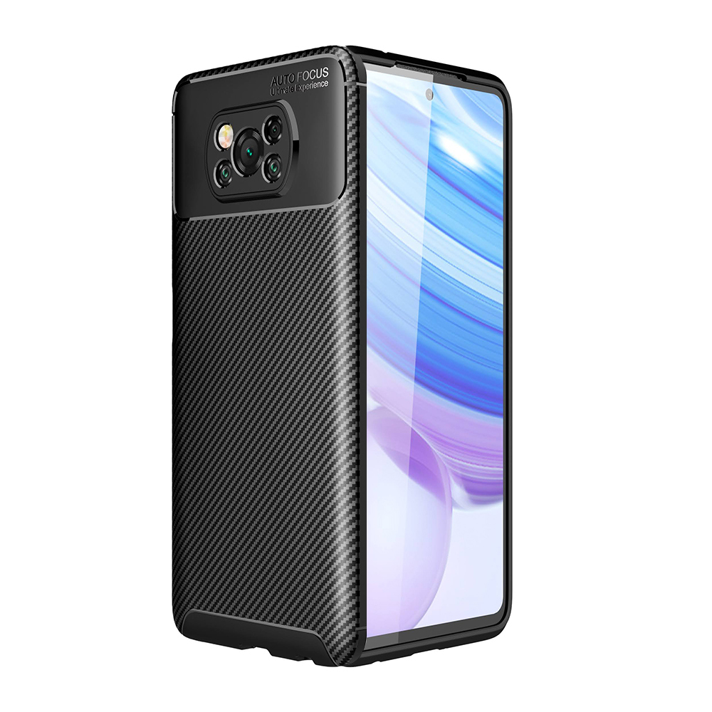 KNY Xiaomi Pocophone X3 NFC Klf Karbon Desenli Lux Negro Silikon