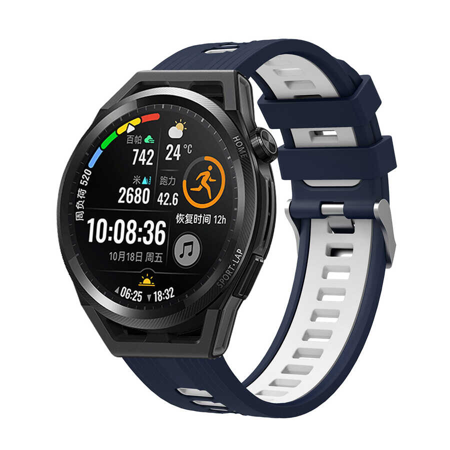 KNY ZTE Watch GT in 22 MM ift Katmanl 2 Renkli Ayarlanabilir Renkli Silikon Kay-Kordon KRD-55