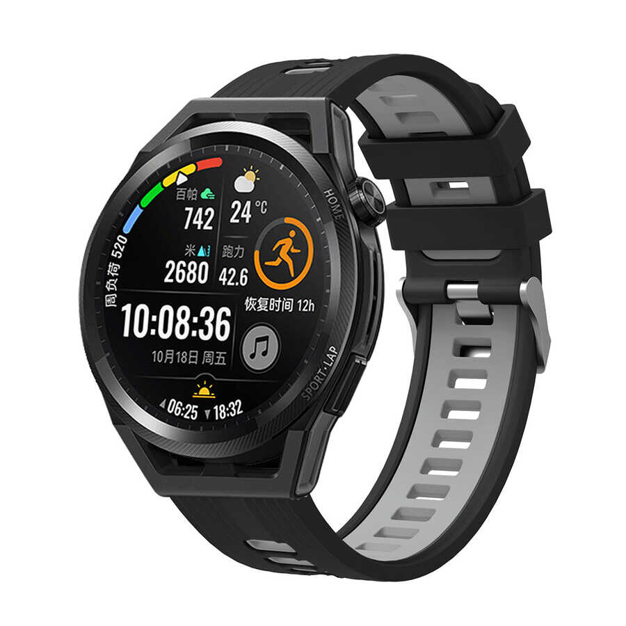 KNY ZTE Watch GT in 22 MM ift Katmanl 2 Renkli Ayarlanabilir Renkli Silikon Kay-Kordon KRD-55