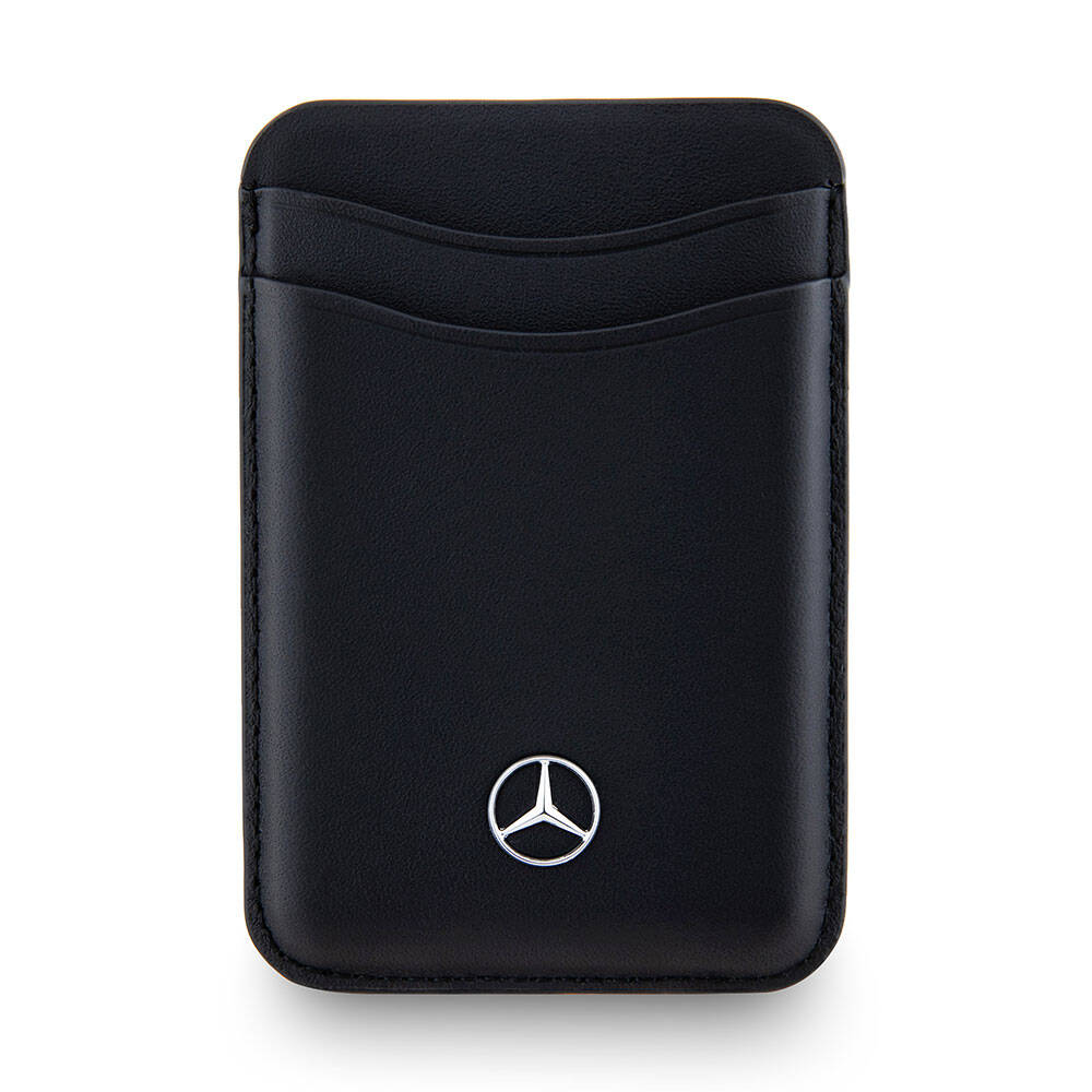 Mercedes Benz Orjinal Lisansl Magsafe Uyumlu Deri 2 Hazneli Metal Logolu Magnetik Kartlk